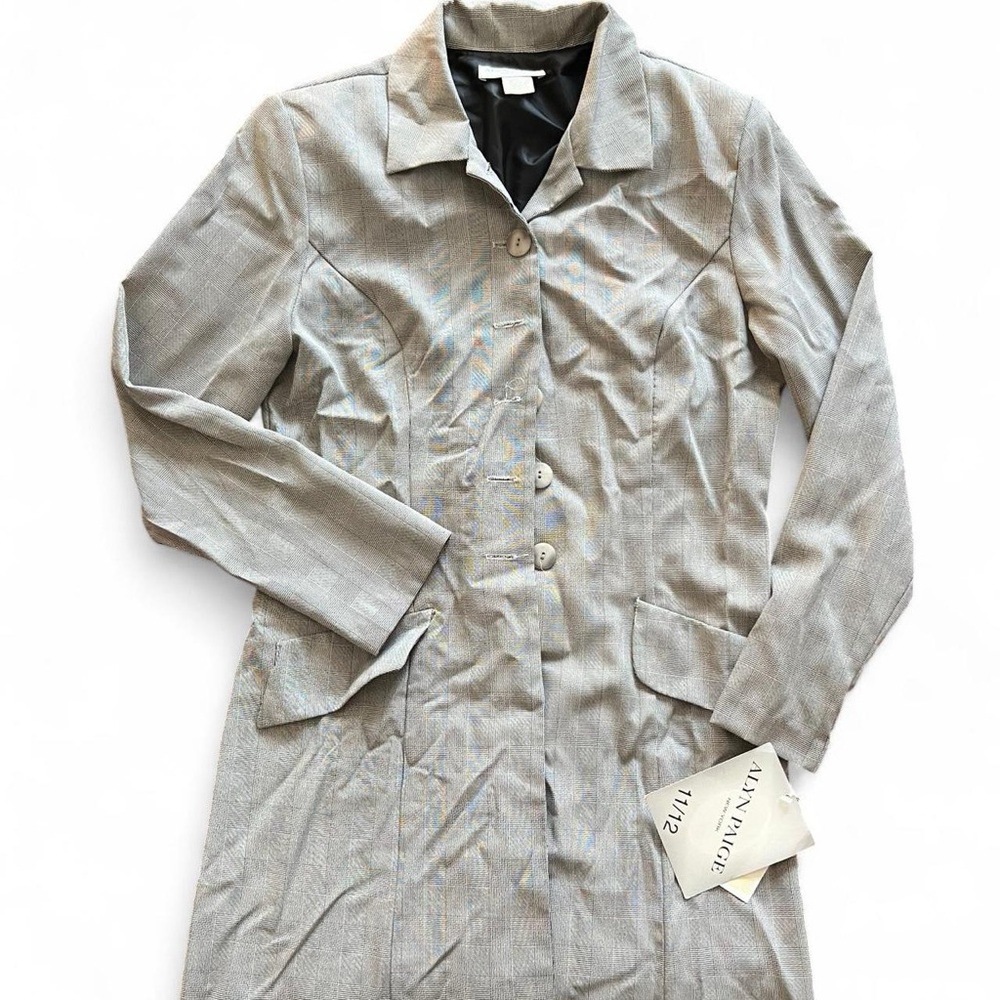 VINTAGE Alyn Paige New York Checkered Long Rayon Blazer 11